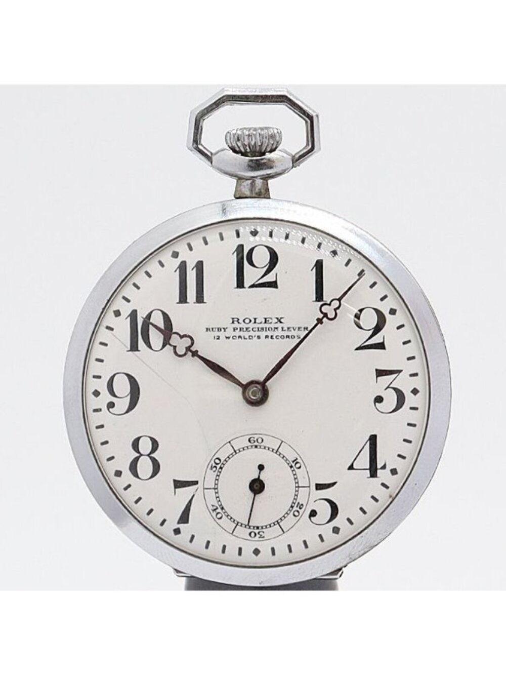 Rolex World Record Manual Wind Small Second White Dial Pocket Watch